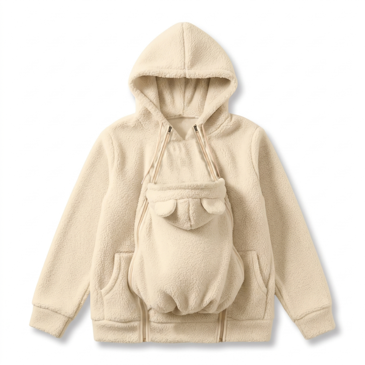 Soft fleece material and removable pouch design